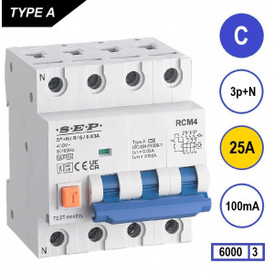 SEP RCM4 Aardlekautom. 3p+n C25 100mA 6kA