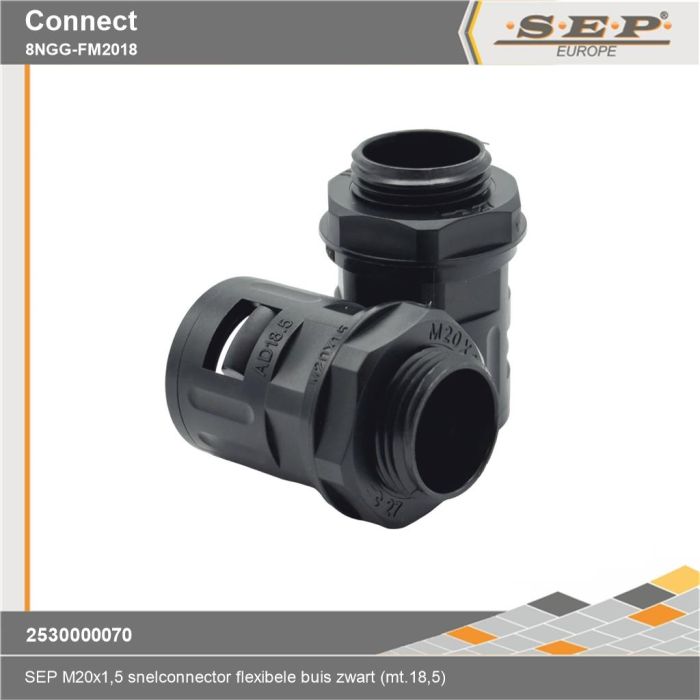SEP Connect 8NCG-FM2018 - slang wartel M20 mt.18.5 - zwart RAL9005 - details
