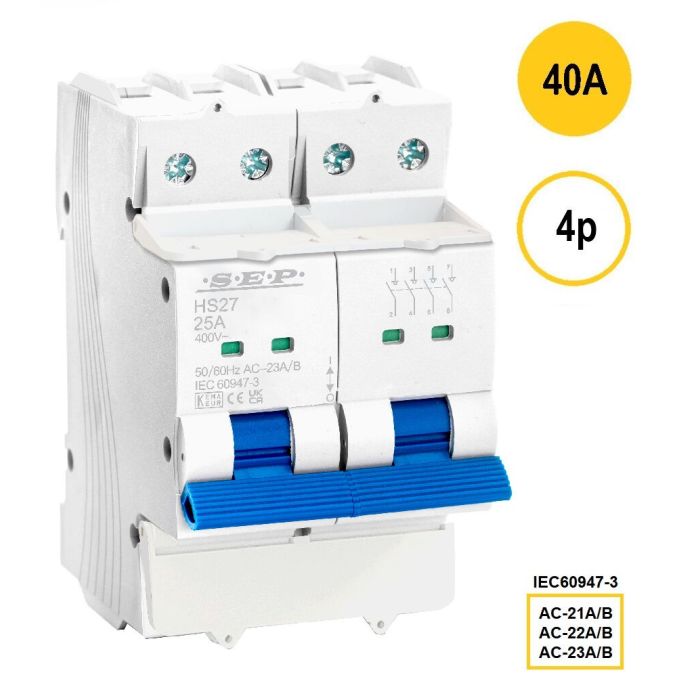 SEP HS27-4040 lastschakelaar 4-polig 40A, 54mm breed, 3102410025