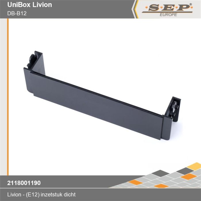SEP Livion DB-B12 inzetstuk gesloten 12-modulen – productfoto met technische gegevens