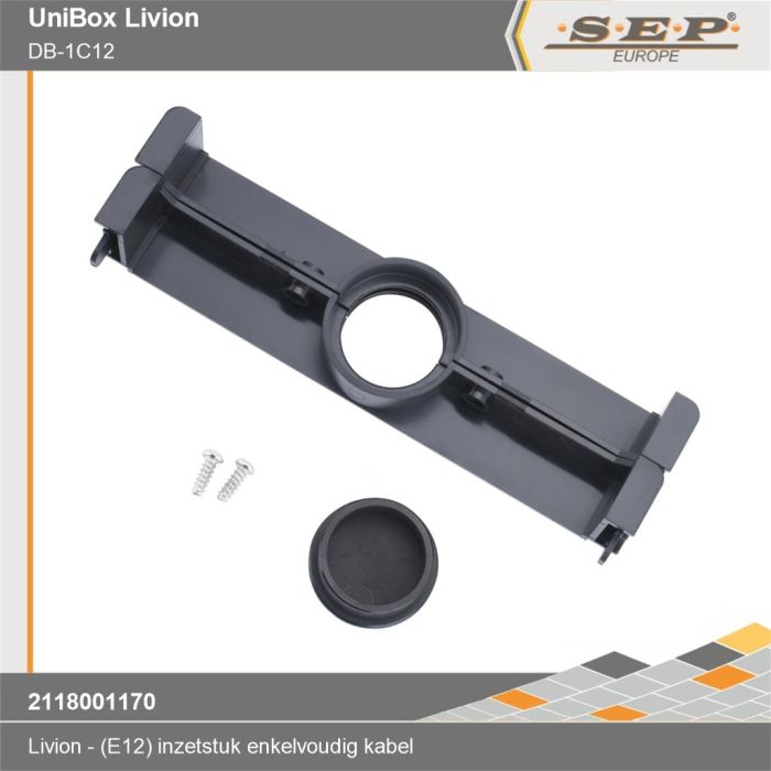 SEP DB-1C12 Livion inzetstuk enkelvoudige kabelinvoer – compleet met deksel en schroeven (12 modulen) - technische details
