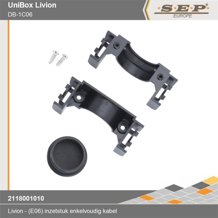 SEP DB-1C06 Livion inzetstuk enkelvoudige kabelinvoer – compleet met deksel en schroeven (6 modulen) - technische details