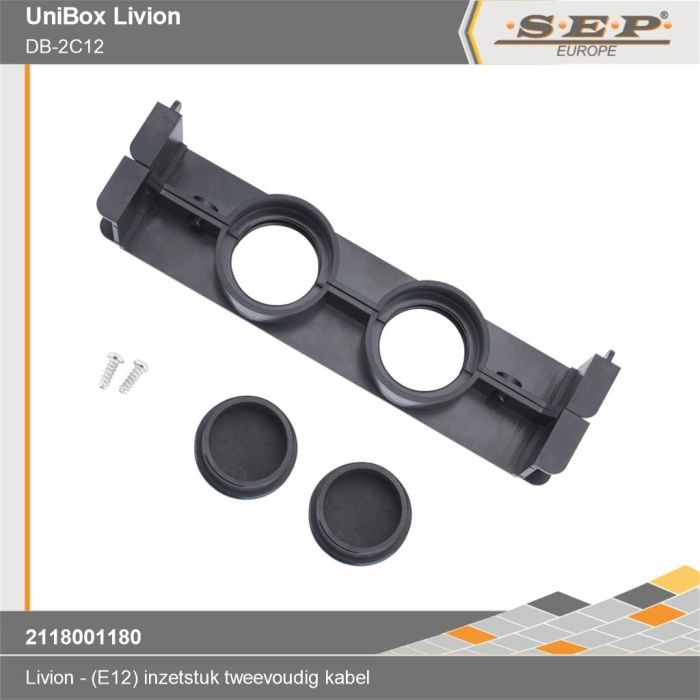 SEP Livion invoerstuk tweevoudig kabel 12-modulen kader vooraanzicht - technische details
