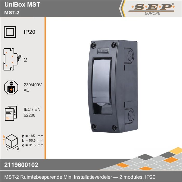 SEP UniBox MST-2 mini installatieverdeler 2 modules IP20 technische gegevens - 2119600102