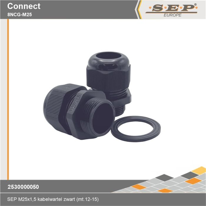 SEP Connect 8NCG-M25 - kabel wartel M25x1,5 mt.12-15- zwart RAL9005 - details
