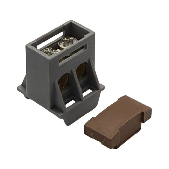 SEP AST16-24 verdeelblok 2x16mm² bruin (RAL 8003) met afdekking – faseverdeelblok voor TS15-rail