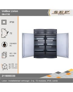 SEP Livion DB-372E groepenkast met transparante deur en voorzien van technische gegevens