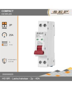 SEP Europe HS18-225R lastschakelaar 2P 25A rood met technische specificaties