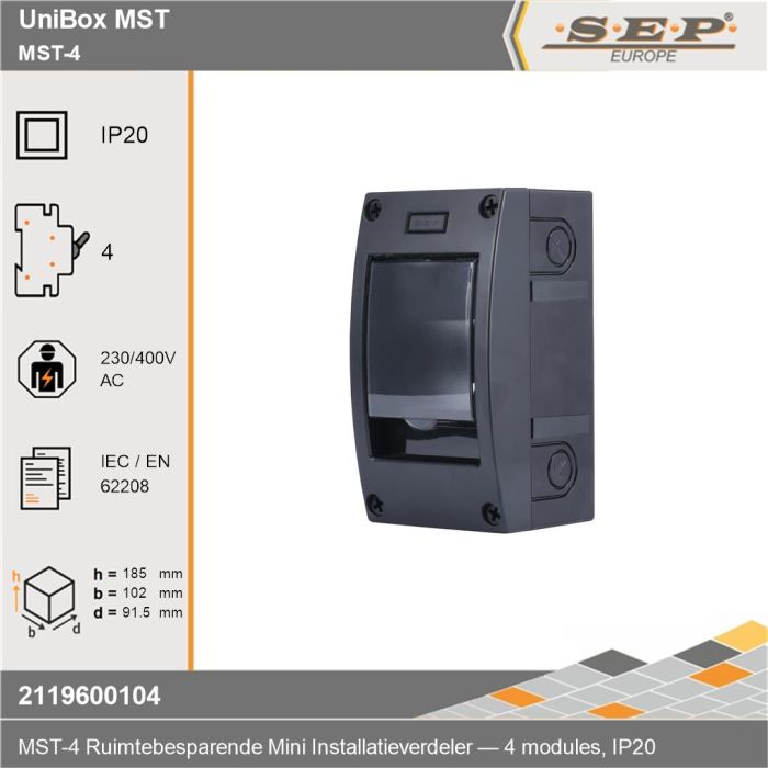 SEP UniBox MST-4 mini installatieverdeler 4 modules IP20 technische gegevens - 2119600104