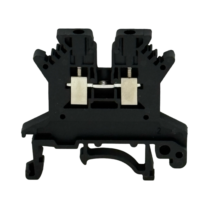 SEP SRK-1.5-BL zwarte rijgklem, 1,5mm2 zijaanzicht met aansluitingen - modulaire DIN-rail, 2011300040, GTIN 8718959077876