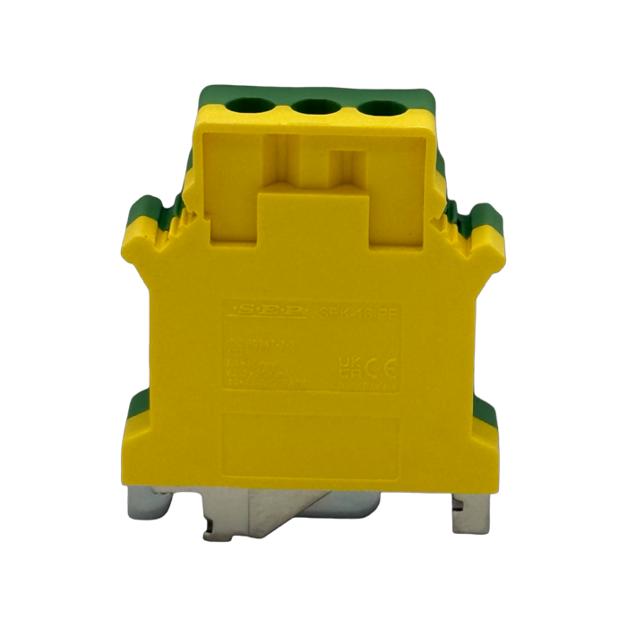 SEP SRK-16-PE geel/groene aardklem, 16mm2 zijaanzicht rijgklem - modulaire DIN-rail, 2011300550, GTIN 8718959078385