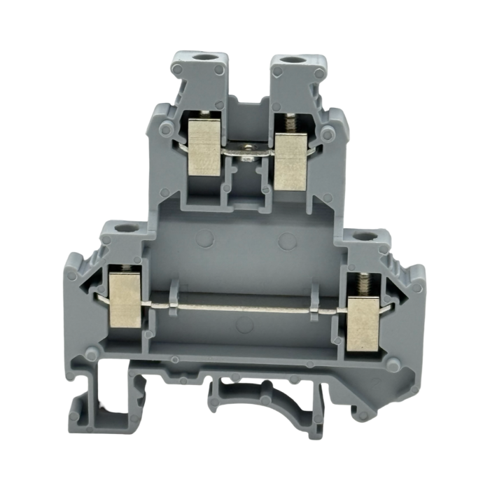 SEP SRK-5-etage grijze etageklem, 4mm2 zijaanzicht met aansluitingen - modulaire DIN-rail, 2011300580, GTIN 8718959078415