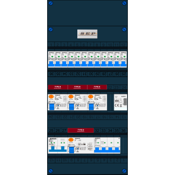 Schotman Elektro - SEP NOVA-B groepenkast Type-B 12+1 installatieautomaat beltrafo