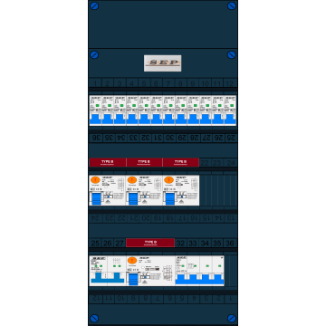 Schotman Elektro - SEP Type B aardlekschakelaar verdeler 12+1 installatieautomaten