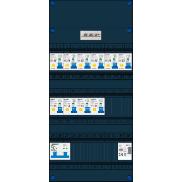 Schotman Elektro - SEP NOVA-M groepenkast 10 aardlekautomaten beltrafo