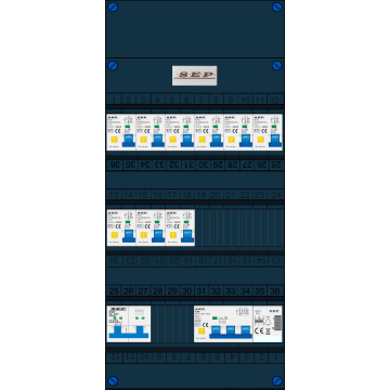 Schotman Elektro - SEP NOVA-M groepenkast 9+1 aardlekautomaat 
