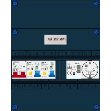Schotman Elektro B.V. - SEP FS40A, 1xHoofdschakelaar, 2xAardlekautomaat, 1xBeltrafo, 1xContactdoos, 1 Fase