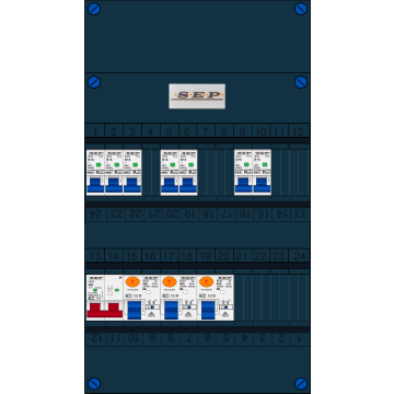 Schotman Elektro B.V. - SEP FS40A, Hoofdschakelaar, 3x Aardlekschakelaar, 7x Installatieautomaat 1 fase