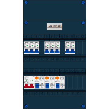 Schotman Elektro B.V. - SEP FS40A, Hoofdschakelaar, 3x Aardlekschakelaar, 8x Installatieautomaat 1 fase