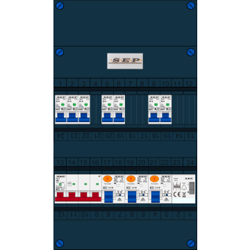 Schotman Elektro B.V. - SEP FS40A, Hoofdschakelaar, 3x Aardlekschakelaar, 7x Installatieautomaat, 1x Beltrafo 3 fase