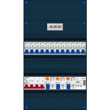 Schotman Elektro B.V. - SEP FS40A, Hoofdschakelaar, 3x Aardlekschakelaar, 12x Installatieautomaat, 1x Beltrafo 3 fase