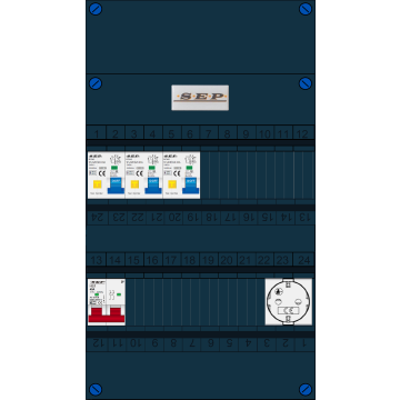 Schotman Elektro B.V. - SEP FS40A, 1xHoofdschakelaar, 3xAardlekautomaat, 1xContactdoos, 1 Fase