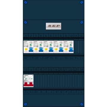 Schotman Elektro B.V. - SEP FS40A, 1xHoofdschakelaar, 5xAardlekautomaat, 1 Fase