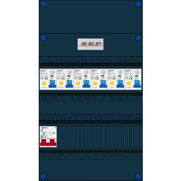 Schotman Elektro B.V. - SEP FS40A, 1xHoofdschakelaar, 6xAardlekautomaat, 1 Fase