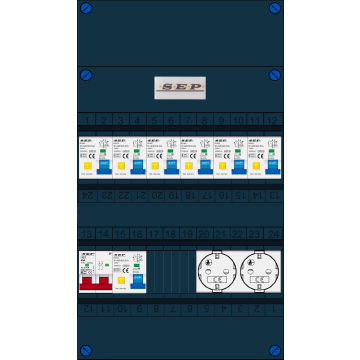 Schotman Elektro B.V. - SEP FS40A, 1xHoofdschakelaar, 7xAardlekautomaat, 2xContactdoos, 1 Fase