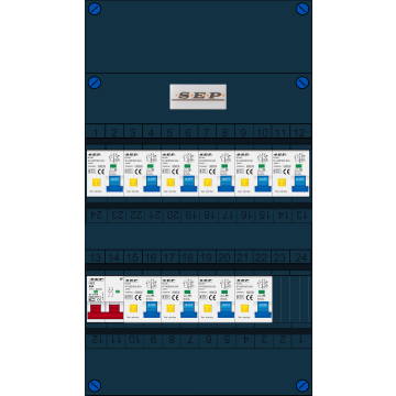 Schotman Elektro B.V. - SEP FS40A, 1xHoofdschakelaar, 10xAardlekautomaat, 1 Fase