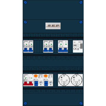 Schotman Elektro B.V. - SEP FS40A, Hoofdschakelaar, 2x Aardlekschakelaar, 4x Installatieautomaat, 1x Kookgroep, 1x Beltrafo, 2x Wandcontactdoos 1 fase