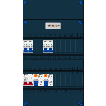 Schotman Elektro B.V. - SEP FS40A, Hoofdschakelaar, 2x Aardlekschakelaar, 4x Installatieautomaat 1 fase