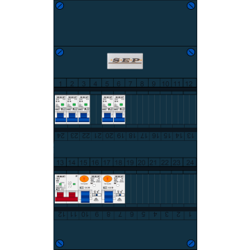 Schotman Elektro B.V. - SEP FS40A, Hoofdschakelaar, 2x Aardlekschakelaar, 5x Installatieautomaat 1 fase