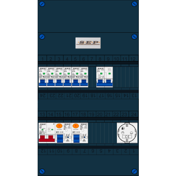 Schotman Elektro B.V. - SEP FS40A, Hoofdschakelaar, 2x Aardlekschakelaar, 6x Installatieautomaat, 1x Kookgroep, 1x Wandcontactdoos 1 fase