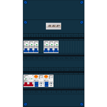 Schotman Elektro B.V. - SEP FS40A, Hoofdschakelaar, 2x Aardlekschakelaar, 6x Installatieautomaat 1 fase