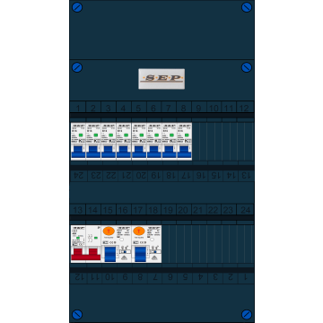 Schotman Elektro B.V. - SEP FS40A, Hoofdschakelaar, 2x Aardlekschakelaar, 8x Installatieautomaat 1 fase