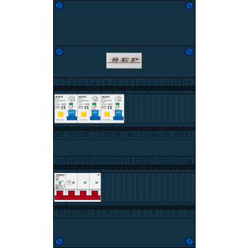Schotman Elektro B.V. - SEP FS40A, 1xHoofdschakelaar, 3xAardlekautomaat, 3 Fase