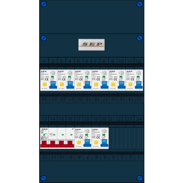 Schotman Elektro B.V. - SEP FS40A, 1xHoofdschakelaar, 8xAardlekautomaat, 3 Fase