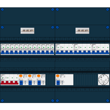 Schotman Elektro B.V. - SEP FS40A, 1xHoofdschakelaar, 4xAardlekschakelaar, 12xInstallatieautomaat, 3xKracht installatieautomaat, 1xContactdoos, 3 Fase