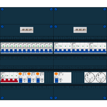 Schotman Elektro B.V. - SEP FS40A, 1xHoofdschakelaar, 4xAardlekschakelaar, 12xInstallatieautomaat, 3xKracht installatieautomaat, 2xContactdoos, 3 Fase
