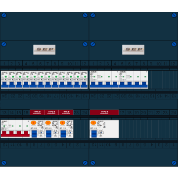 Schotman Elektro B.V. - SEP FS40A, 1xHoofdschakelaar, 4xAardlekschakelaar-Type B, 12xInstallatieautomaat, 2xKrachtgroep, 3 Fase