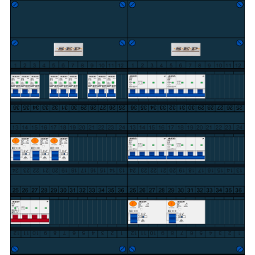 Schotman Elektro B.V. - SEP FS40A, 1xHoofdschakelaar, 5xAardlekschakelaar, 9xInstallatieautomaat, 4xKracht installatieautomaat, 3 Fase