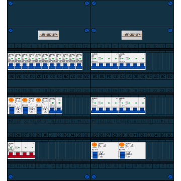 Schotman Elektro B.V. - SEP FS40A, 1xHoofdschakelaar, 5xAardlekschakelaar, 11xInstallatieautomaat, 4xKracht installatieautomaat, 1xFornuisgroep, 3 Fase
