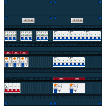 Schotman Elektro B.V. - SEP FS40A, 1xHoofdschakelaar, 5xAardlekschakelaar-Type B, 9xInstallatieautomaat, 5xKrachtgroep, 3 Fase