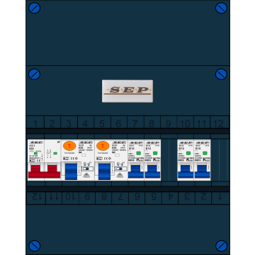 Schotman Elektro B.V. - SEP FS63A, Hoofdschakelaar, 2x Aardlekschakelaar, 4xInstallatieautomaat, 1 fase