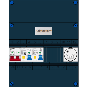 Schotman Elektro B.V. - SEP FS63A, 2xAardlekautomaat, 1xContactdoos, 1 Fase