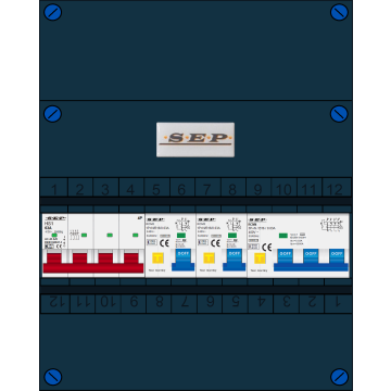 Schotman Elektro B.V. - SEP FS63A, 1xHoofdschakelaar, 2xAardlekautomaat, 1xKracht aardlekautomaat, 3 Fase