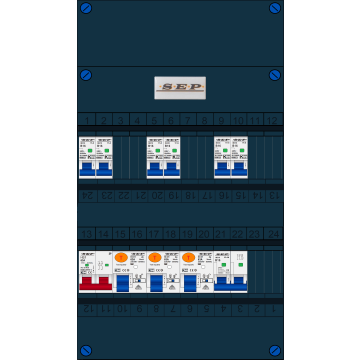 Schotman Elektro B.V. - SEP FS63A, 1xHoofdschakelaar, 3xAardlekschakelaar, 6xInstallatieautomaat, 1xFornuisgroep, 1 Fase