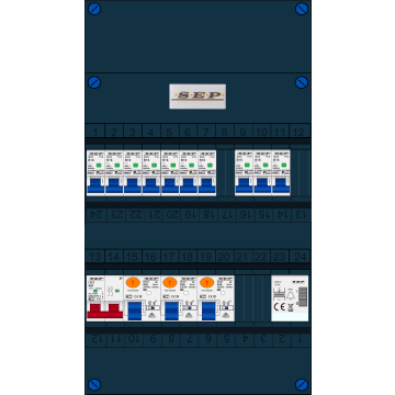 Schotman Elektro B.V. - SEP FS63A, 1xHoofdschakelaar, 3xAardlekschakelaar, 10xInstallatieautomaat, 1xBeltrafo, 1 Fase