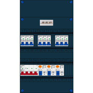 Schotman Elektro B.V. - SEP FS63A, 1xHoofdschakelaar, 3xAardlekschakelaar, 9xInstallatieautomaat, 3 Fase
